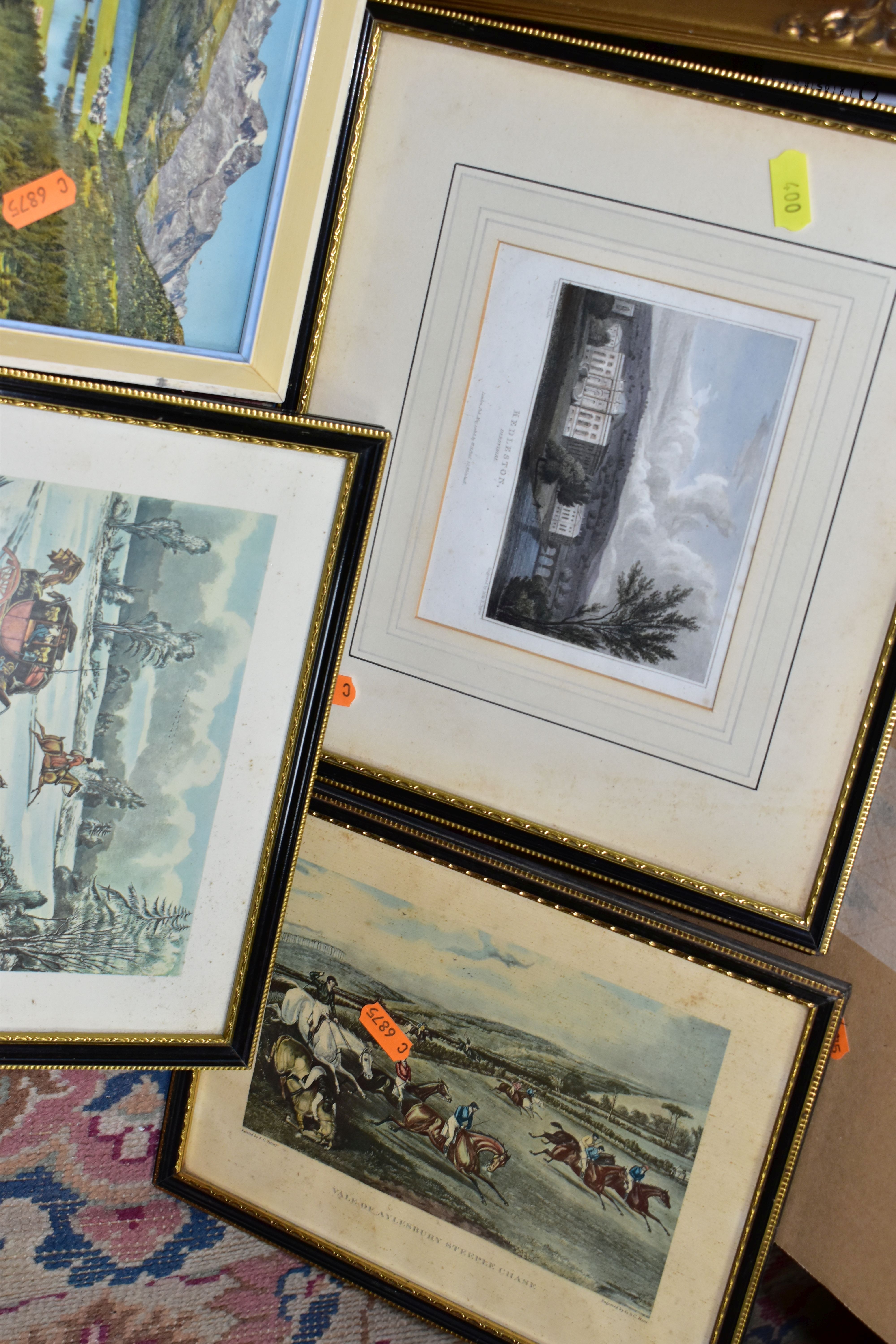 THREE BOXES OF FRAMED PRINTS AND HOUSEHOLD SUNDRIES, to include over twenty small framed prints, a - Image 2 of 6