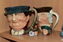 FOUR ROYAL DOULTON CHARACTER JUGS, comprising a large musical Tony Weller character jug playing '