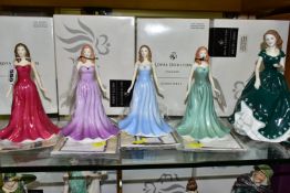 FIVE ROYAL DOULTON FIGURINES, comprising The Gemstones Collection: March Aquamarine HN4972 with date