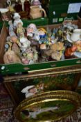 THREE BOXES AND LOOSE CERAMICS AND PICTURES, including two Lilliput Lane cottages, a West German