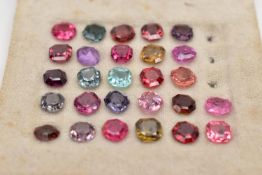 AN ASSORTMENT OF LOOSE COLOURED GEMSTONES, twenty seven coloured gemstones, to include corundum,