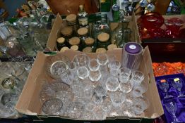 FIVE BOXES AND LOOSE CUT CRYSTAL AND OTHER GLASSWARES, to include a boxed set of four Webb