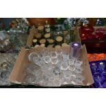 FIVE BOXES AND LOOSE CUT CRYSTAL AND OTHER GLASSWARES, to include a boxed set of four Webb