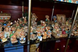 OVER FIFTY PENDELFIN RABBIT AND DOG FIGURES AND NINE DISPLAY STANDS / BUILDINGS, including 'Betsy