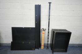 A BLACK IKEA 3FT6 SINGLE BEDSTEAD, with two drawers (condition - surface marks and scratches
