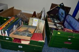THREE BOXES OF BOOKS, METALWARE AND SUNDRIES, to include a set of twelve Collector's Library classic