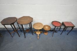 A SELECTION OF OCCASIONAL TABLES, to include two far eastern carved wine tables, an octagonal drop
