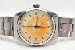 A 'TUDOR OYSTER' WRISTWATCH, hand wound movement, round cream dial signed 'Tudor Oyster Royal',