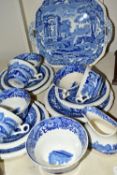 A TWENTY ONE PIECE COPELAND SPODE'S ITALIAN PART TEA SET, comprising a cake plate, a cream jug, a