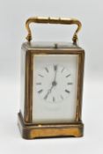 A 'HOWELL JAMES & CO' REPEATING CARRIAGE CLOCK, brass carriage clock, white dial, Roman numerals,