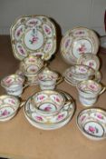 AN EARLY 19TH CENTURY ENGLISH BONE CHINA NINETEEN PIECE TEA SET, POSSIBLY H & R DANIEL, hand painted
