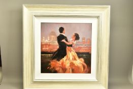 MARK SPAIN (BRITISH CONTEMPORARY) 'LONDON WALTZ', male and female figures are dancing against a