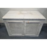 A 19TH CENTURY WHITE PAINTED TWO DOOR MEAT SAFE, width 95cm x depth 54cm x height 63cm (
