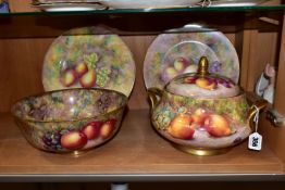 FOUR PIECES OF HAND-PAINTED CHINA BY FORMER ROYAL WORCESTER PAINTER DAVID SCYNER AND FRANK