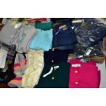 SIX BOXES OF ASSORTED CLOTHES to include over forty ladies assorted woollen and cashmere sweaters