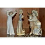 THREE LLADRO AND NAO FIGURES, comprising a Lladro 'Platero and Marcelino' figure depicting a boy