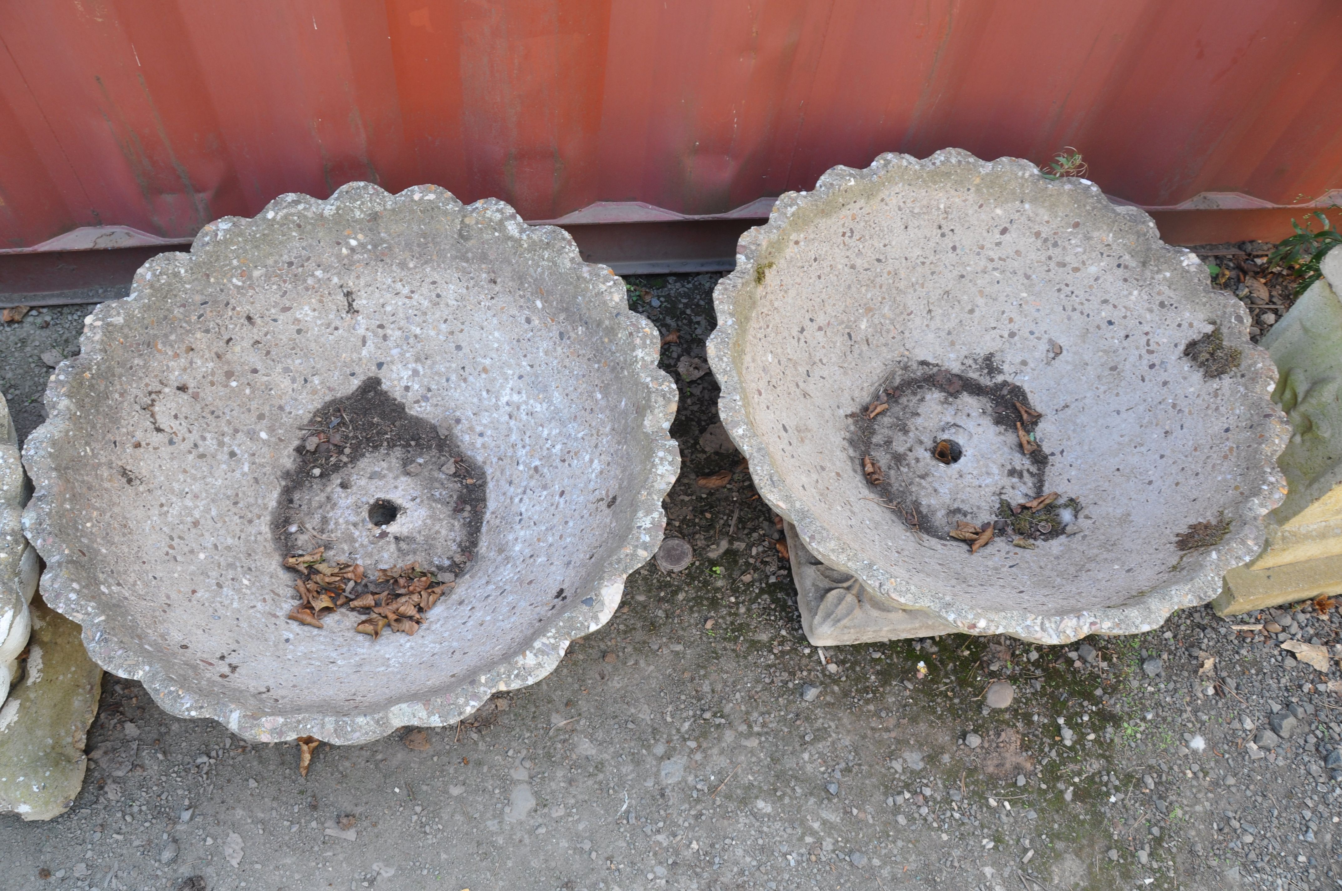 A PAIR OF COMPOSITE OYSTER SHELL GARDEN PLANTERS with shaped square bases, top is circular width and - Image 3 of 3