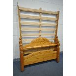 A PINE 4FT6 BEDSTEAD (condition - surface marks and scratches)