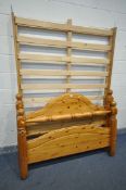 A PINE 4FT6 BEDSTEAD (condition - surface marks and scratches)