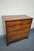 A GEORGIAN MAHOGANY STRAIGHT FRONT CHEST OF TWO SHORT OVER THREE LONG GRADUATED DRAWERS, width 101cm