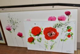 JEAN PICTON (BRITISH, CONTEMPORARY), Red poppies, acrylic on box canvas, unframed, signed lower