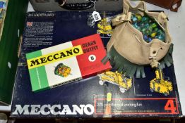 MECCANO & MARBLES, one Meccano set 4, one Meccano Gears Outfit B (contents B complete, set 4