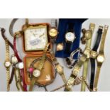 A SMITHS TRAVEL CLOCK, A SELECTION OF WRISTWATCHES AND JEWELLERY, to include a 'Smiths' travel clock