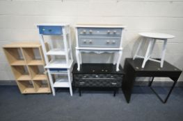 A SELECTION OF MODERN FURNITUE, to include two chest of two drawers, a black finish desk, a pair