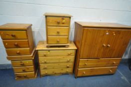 A SELECTION OF PINE FURNITURE, to include a two door cabinet, width 108cm x depth 50cm x height