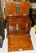 EDWARDIAN OAK STATIONARY CABINET, dimensions: h30cm l34.5cm x w22.5cm, top and front opening, single