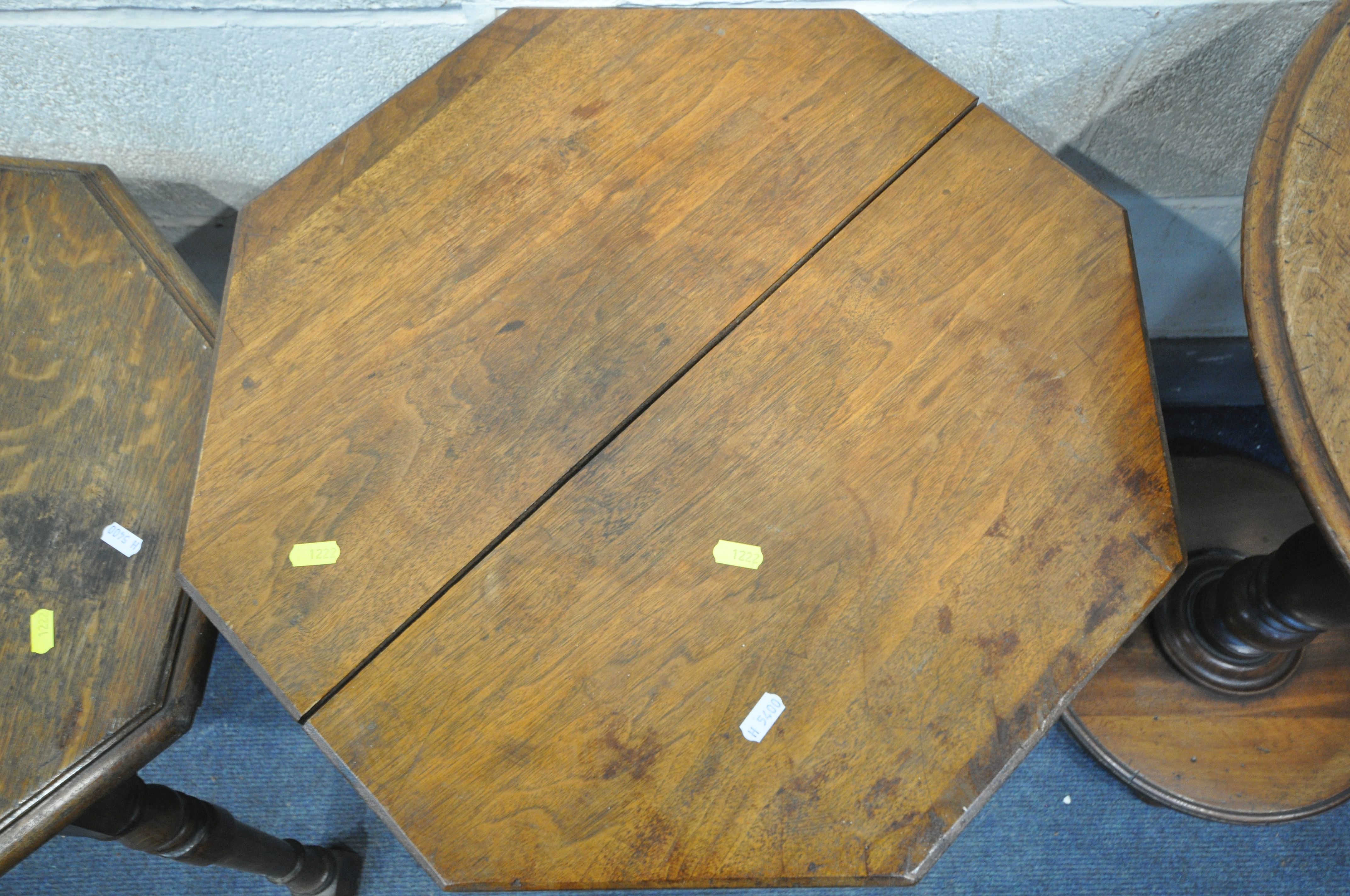 A 19TH CENTURY CIRCULAR CENTRE TABLE, on a turned support, diameter 60cm x height 72cm, two sized - Image 4 of 4