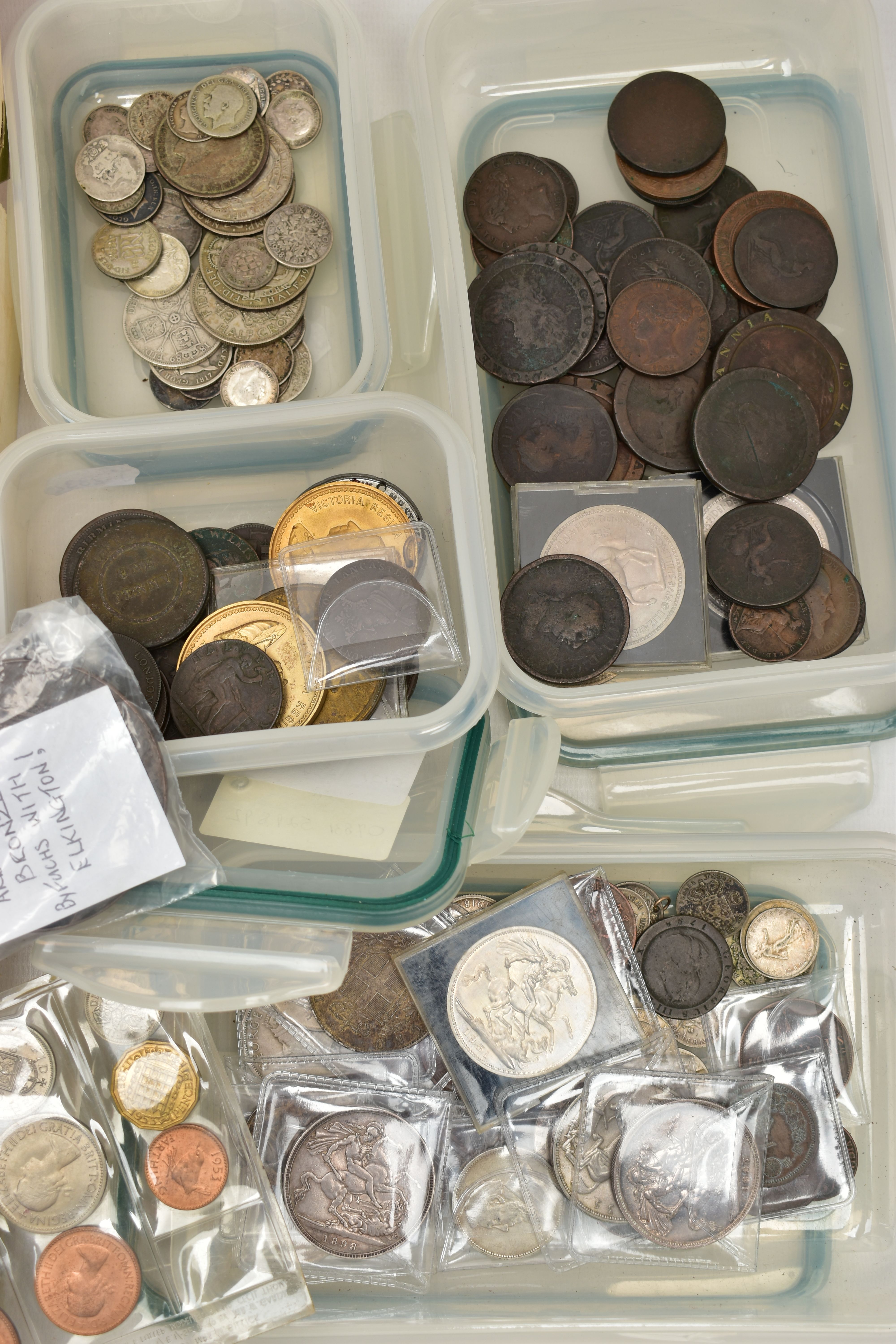 A PLASTIC CRATE IN WHICH ARE SEVERAL BOXES OF COINS, to include crowns 1887, 1898, 1935, 1937, 1951, - Image 3 of 3