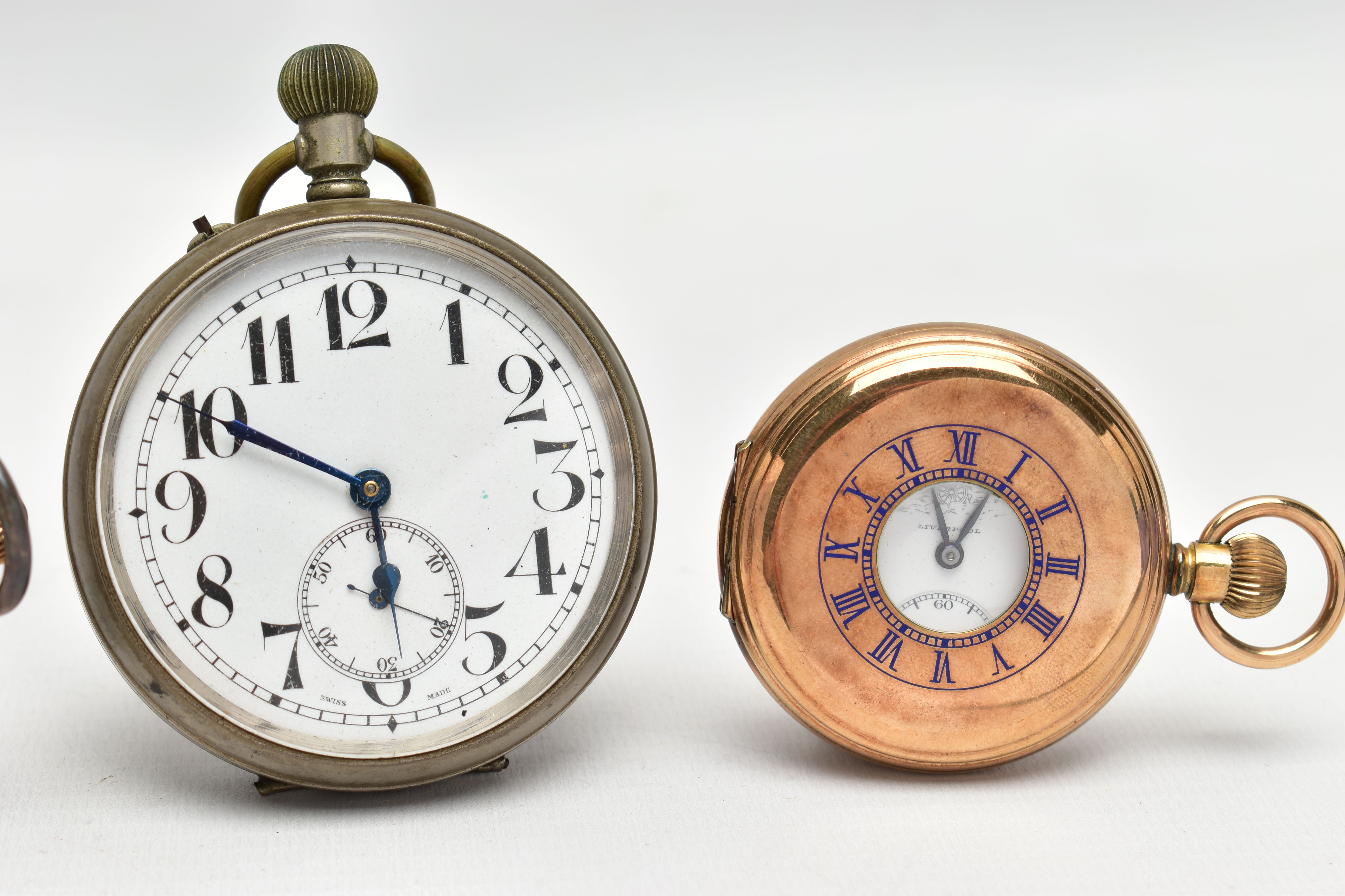 THREE EARLY 20TH CENTURY POCKET WATCHES, to include a gold plated pocket watch, inner case signed - Image 3 of 8