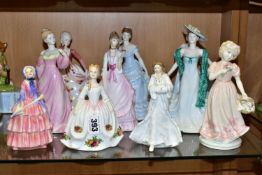 TEN ROYAL DOULTON, COALPORT AND ROYAL WORCESTER FIGURINES, comprising Royal Doulton: Old Country