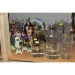 A QUANTITY OF DRINKING GLASSES, comprising a set of seventeen Stuart Crystal champagne glasses, a