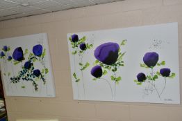 JEAN PICTON (BRITISH, CONTEMPORARY), Purple poppies, acrylic on box canvas, signed lower right, 91.