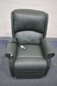 A HSL GREEN RISE AND RECLINE ARMCHAIR (PAT pass and working) (condition:-in need of cleaning)