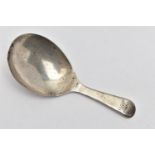 A GEORGE III SILVER CADDY SPOON, old English pattern caddy spoon with engraved initials to the