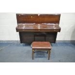 A MARSHALL AND ROSE MAHOGANY UPRIGHT PIANO, serial number 84348, year manufactured between 1980-
