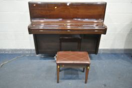 A MARSHALL AND ROSE MAHOGANY UPRIGHT PIANO, serial number 84348, year manufactured between 1980-