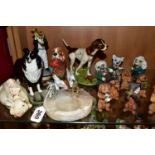A GROUP OF DOG AND PIG FIGURES, to include a Beswick Pig and Piglet 'Piggy Back' no 2746, a