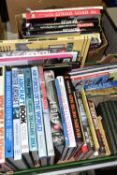 BOOKS, two boxes containing approximately fifty-two titles, subjects include Aircraft, War,