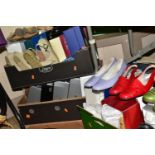 SIX BOXES OF ASSORTED LADIES SHOES comprising over fifty pairs of assorted ladies shoes and sandals,