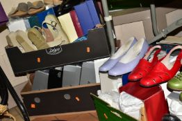SIX BOXES OF ASSORTED LADIES SHOES comprising over fifty pairs of assorted ladies shoes and sandals,