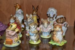 TEN BESWICK BEATRIX POTTER FIGURES, all with BP-2a Gold Oval backstamps, comprising Mr Jeremy