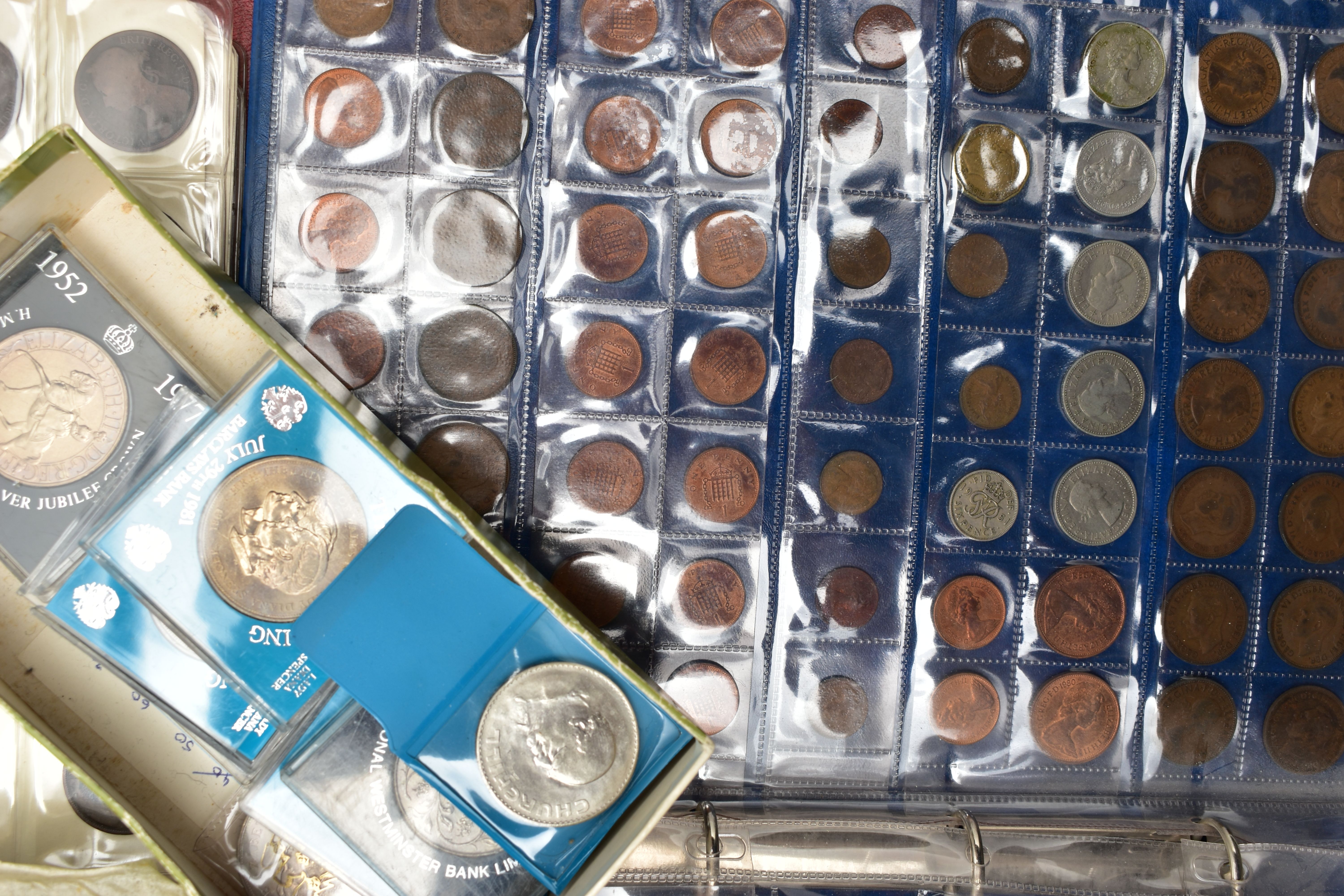 A CARDBOARD BOX OF MAINLY UK COINAGE, to include UK Proof sets of coins 1899,90,91,93,97, BU sets - Image 3 of 6