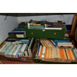 SIX BOXES OF ASSORTED BOOKS, to include a large collection of Miss Read books, several Alexander