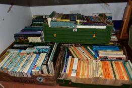 SIX BOXES OF ASSORTED BOOKS, to include a large collection of Miss Read books, several Alexander