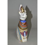 A ROYAL CROWN DERBY PAPERWEIGHT FROM THE ROYAL CATS COLLECTION 'Egyptian', height 21.5cm, no