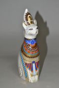 A ROYAL CROWN DERBY PAPERWEIGHT FROM THE ROYAL CATS COLLECTION 'Egyptian', height 21.5cm, no